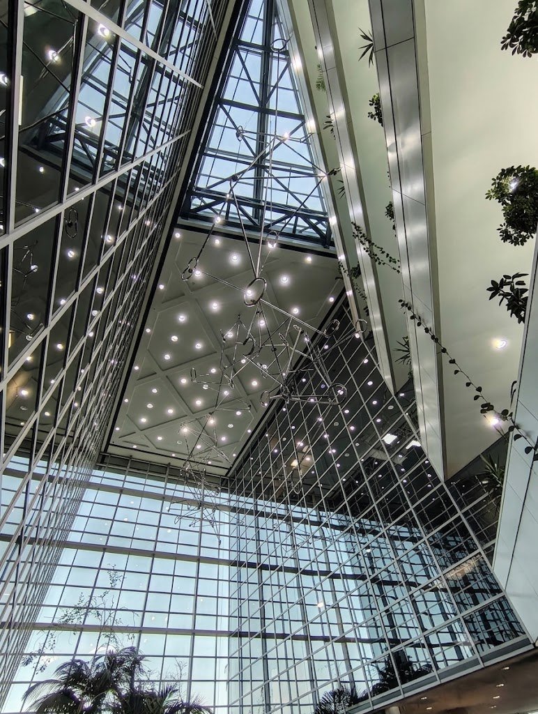 Contemporary glass atrium interior