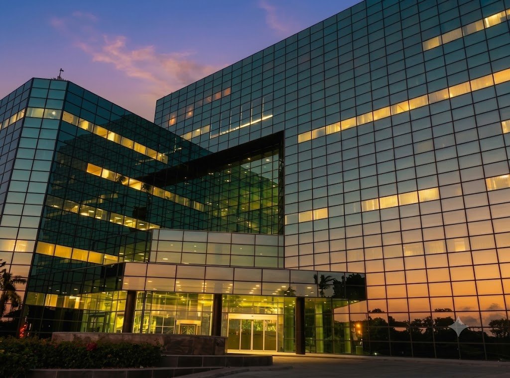 Juffali corporate headquarters at twilight, Jeddah